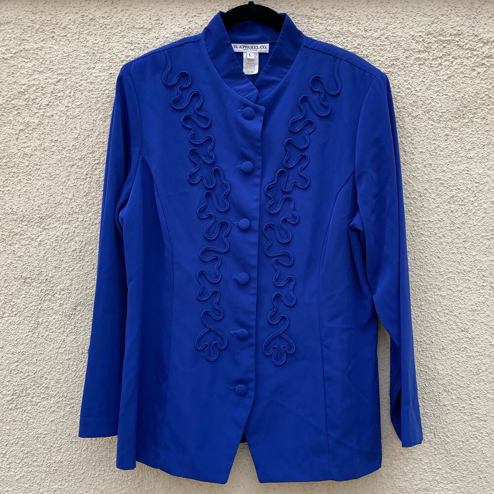 Vintage Blue H. Apparel Co 1980s Jacket L Braid Applique